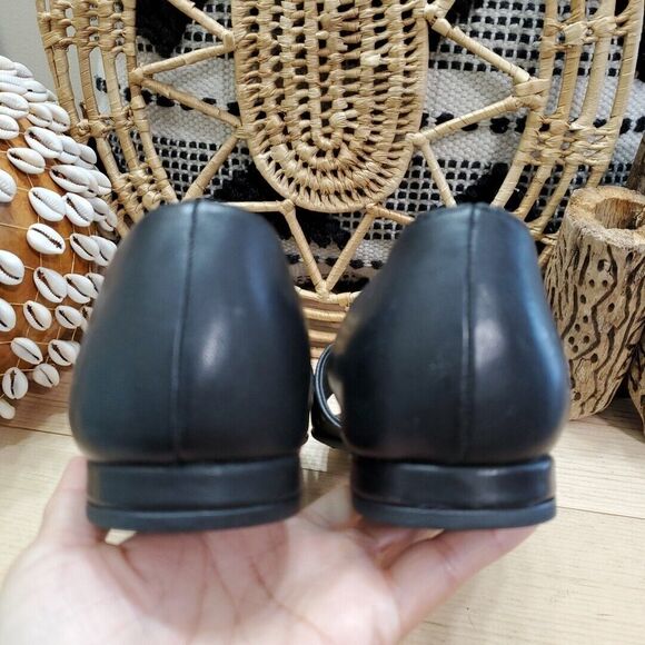Born Escif D'Orsay Womens 6 Med Open Toe Flats Shoes Leather Black Comfort EUC - Picture 7 of 11